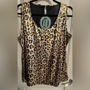 Sterling Kreek Size L Shimmery Leopard Print Tank NWT